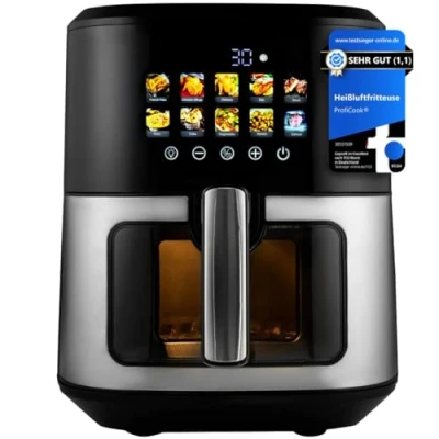 Afbeelding van ProfiCook PC FR 1286 H friteuse Enkel 6,5 l Vrijstaand 1700 W Heteluchtfriteuse Zwart, Roestvrijstaal