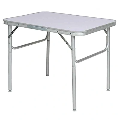 Afbeelding van BAKAJI Campingtafel, picknicktafel, aluminium frame, tafelblad in formica, 2 voudig hoogte verstelbare poten 25/50 cm, opvouwbaar koffer voor strand of tuin (60 x 45 50 cm)