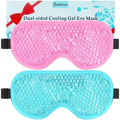 Afbeelding van BeeVines 2 stuks verfrissende slaapmaskers voor gezwollen ogen mannen en vrouwen, koud warm slaapkompres na de operatie (01 blauw roze)