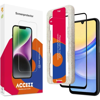 Afbeelding van Accezz screenprotector Geschikt voor Samsung Galaxy A15 (5G) / (4G) Gehard glas Full Cover met bio applicator