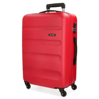 Afbeelding van Roll Road Flex harde koffer van ABS, één materiaal, zijdelingse combinatiesluiting, 4 dubbele wielen, handbagage, praktische binnenkant met een vak, Rood, Middelgrote