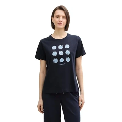 Image de TOM TAILOR T shirt basique pour femme en coton biologique, 10668 Sky Captain Blue., XS