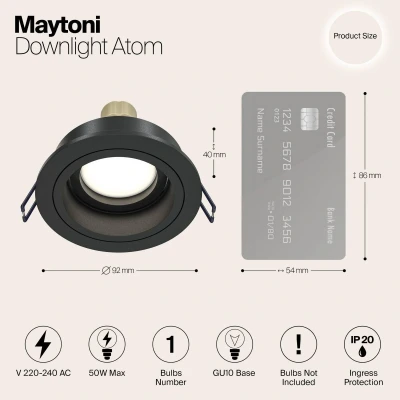 Afbeelding van Inbouwlamp Akron, instelbaar, rond, zwart