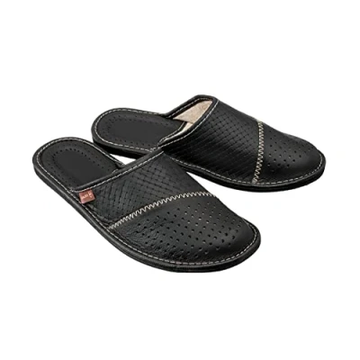 Afbeelding van M55 Pantoffels voor heren, van leer, zwart.