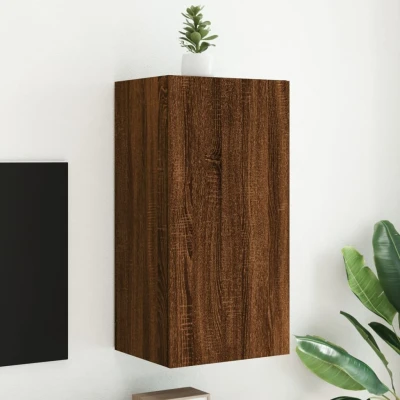 Afbeelding van Tv wandmeubel met LED verlichting 40,5x35x80 cm bruineikenkleur