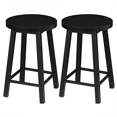 Afbeelding van WOLTU Set van 2 industriële eetkamerstoelen, keukenstoelen metaal en spaanplaat, krukken voor huis woonkamer, vintage hout BH297hov