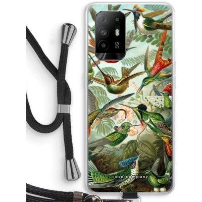 Afbeelding van Case Company® hoesje met Koord geschikt voor Oppo A94 5G Haeckel Trochilidae Telefoonhoesje Zwart Bescherming aan alle Kanten en Over de Schermrand