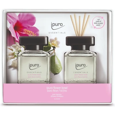 Afbeelding van Ipuro Flower Bowl Giftset 2x50ml Geurstokjes