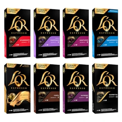 Image de L&#039;OR L’Or Espresso Café 80 capsules assortiment de 8 variétés compatibles Nespresso ®*(lot x10) (L&#039;emballage peut varier)