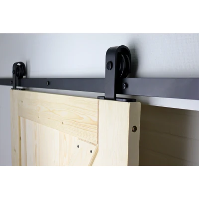 Afbeelding van Wovar Zwart Schuifdeursysteem met Rails TModel Compleet 200 cm Per Set