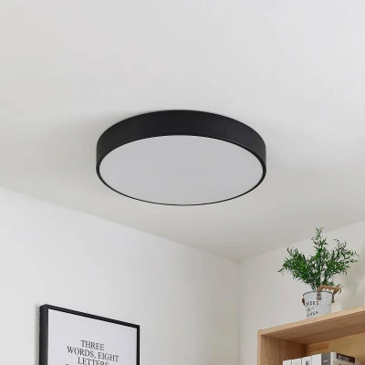 Afbeelding van Lindby LED plafondlamp met dimmer 1licht metaal, kunststof H: 6.9 cm zwart, wit Inclusief lichtbron