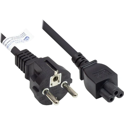 Afbeelding van C5 (recht) CEE 7/7 stroomkabel 3x 0,75mm / zwart 5 meter
