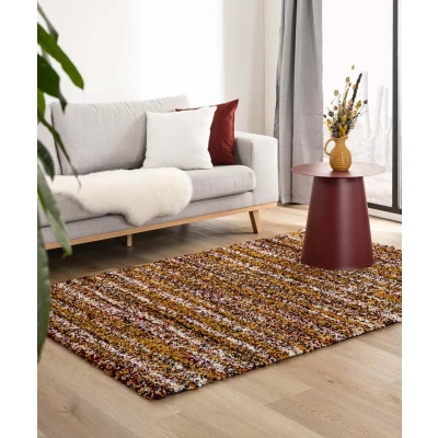 Afbeelding van Hoogpolig Vloerkleed Strepen Artisan Multi/okergeel 60x110 Cm