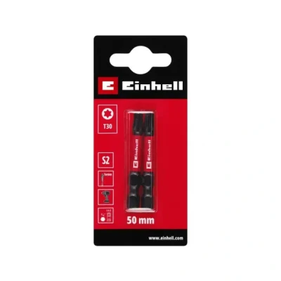 Afbeelding van Einhell Set van 2 slagbits 50 mm T30 (S2 staal, torsiezone, efficiënte krachtoverbrenging, rode ring, schacht C 6.3)
