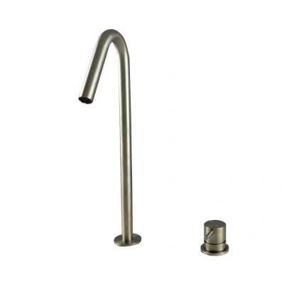 Afbeelding van Waterevolution Flow 2 gats wastafelkraan RVS met hoge V 227mm uitloop T1122VIE