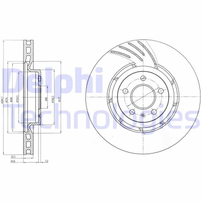 Afbeelding van DELPHI BG9052 Remschijf 345 30 5 Geventileerd Geolied Semi finished Zonder wiellager, ABS sensorring AUDI: Q5, A5 B8 Sportback, A4 Avant