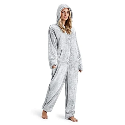 Afbeelding van Damespyjama, rompertje voor dames, all in one onesie, van fleece, S XL