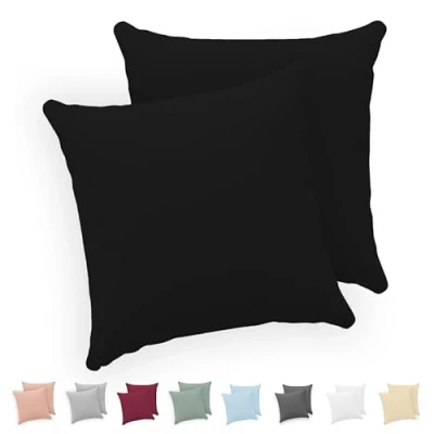 Afbeelding van Twinzen® Kussensloop, 40 x cm, 100% jersey katoen, 150 g/m², zwart, kussensloop met ritssluiting, Oeko Tex gecertificeerd, 2 stuks