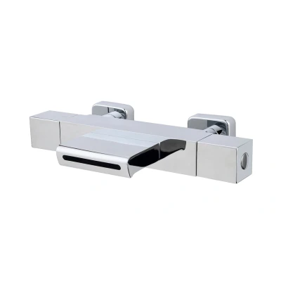 Afbeelding van Wiesbaden Rombo thermostatische waterval badmengkraan chroom