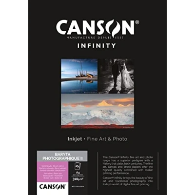 Afbeelding van CANSON Infinity Baryta Photographic II doos met 25 vellen bariumkleurig fotopapier A4 satijn 310 g/m² zuiver wit