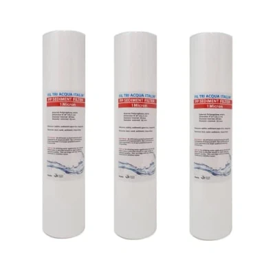 Afbeelding van 10 inch Micron 1 Waterfilter Polypropyleen voor Omgekeerde Osmose Waterzuiveraar Set 3 Stuks