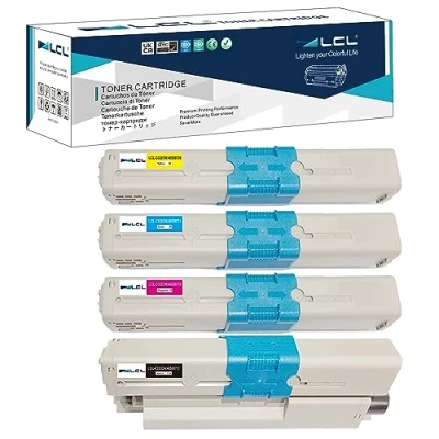 Image de LCL Cartouche de Toner Compatible C332dnw C332dn c332 46508712 (1Noir 1Cyan 1Magenta 1Jaune) Remplacement pour OKI C332dn/C332dnW/MC363dn