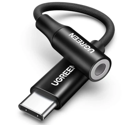 Afbeelding van UGREEN USB C naar 3.5mm Aux Adapter Compatibel met Galaxy S22/ S21 iPad Pro/Air/Mini 2021 MacBook Pro Huawei P40/ P30 enz.(Zwart)