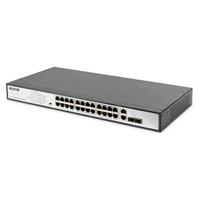 Image de DIGITUS Professional DN 95343 Commutateur 24 x 10/100 (PoE) + 2 SFP Gigabit combo (liaison montante) Montable sur rack PoE (370 W)