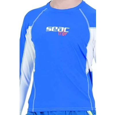 Afbeelding van Seac RAA Long Evo Kid rashguard met lange mouwen voor kinderen UV zwem en snorkeltop Wit/blauw M