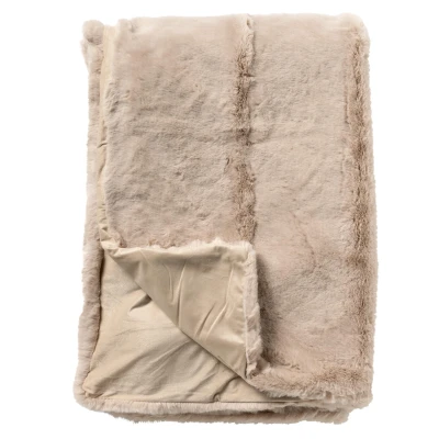 Afbeelding van Dutch Decor ZINZI Plaid 140x180 cm bontlook effen kleur Pumice Stone beige