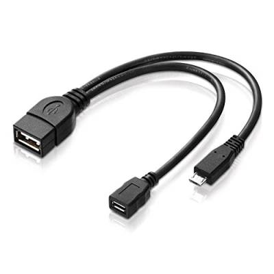 Afbeelding van adaptare 40228 USB OTG Micro 2.0 mannelijke vrouwelijke adapterkabel type A + stroomaansluiting voor externe harde schijf, Fire TV Stick en andere apparaten