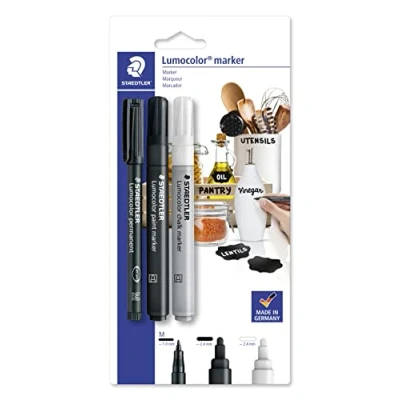 Afbeelding van Staedtler Permanent marker Lumocolor Zwart, Wit 3 stuk(s)
