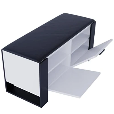 Afbeelding van MRBLS Schoenenkast met bank, modern design en robuuste kwaliteit, schoenenrek, gesloten gevoerde zitting, verkrijgbaar in 6 kleuren (mat wit, matzwart)