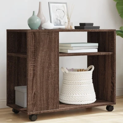 Afbeelding van vidaXL Bijzettafel met wieltjes 70x35x60 cm hout bruin eikenkleurig