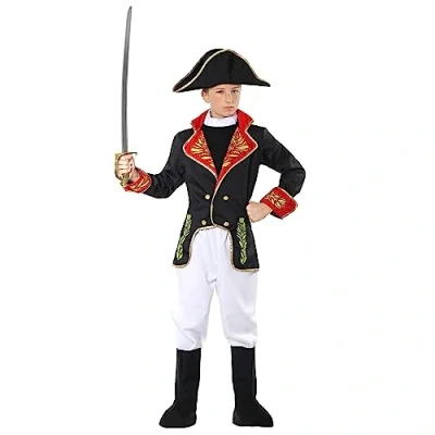 Afbeelding van Widmann Middeleeuwse &amp; Renaissance Strijders Kostuum Napoleon Van Elba Jongen Zwart Maat 128 Carnavalskleding Verkleedkleding