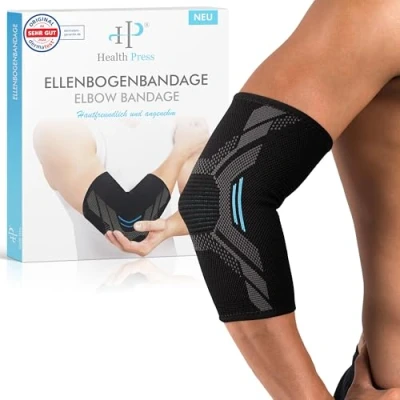 Afbeelding van Health Press® elleboogbrace 1 x maat M verlichting en stabilisatie van het ellebooggewricht professionele compressiebandage steunarmband rechts/links