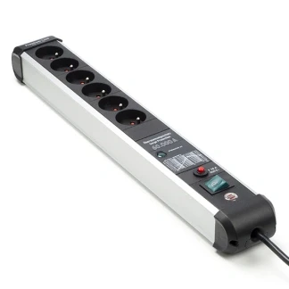 Afbeelding van Brennenstuhl 1391014600 Stekkerdoos 6 Sockets Premium Protect Line Aan/uit Schakelaar Overspanningsbeveiliging Type E BE Zwart/Zilver 3 meter