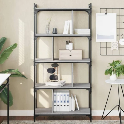 Afbeelding van Boekenkast 5 laags 76x32x158 cm bewerkt hout grijs sonoma