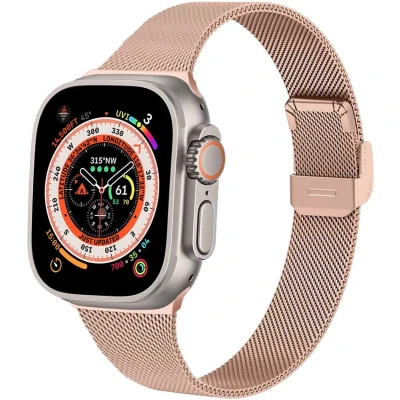 Afbeelding van BURGA Apple Watch bandje Metaalgaas Rose Goud 42mm / 44mm 45mm 49mm