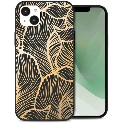Afbeelding van iMoshion hoesje Geschikt voor iPhone 14 Plus Siliconen Design Goud / Golden Leaves