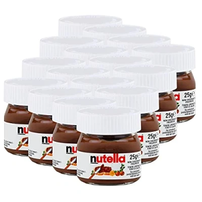 Afbeelding van Ferrero Nutella Set van 16 mini glazen potten 25 g, broodbeleg, notencrème, chocoladepasta