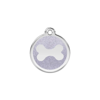 Afbeelding van Bone Silver glitter hondenpenning small/klein dia. 2 cm RedDingo