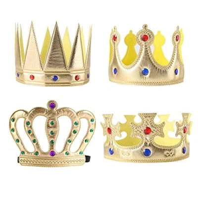 Afbeelding van MIVAIUN Set van 4 koningskronen voor kinderen en volwassenen, kostuumaccessoires volwassenen