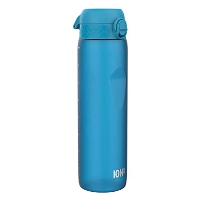 Afbeelding van Ion8 Drinkfles, 1 l, 1000 ml, lekvrij, gemakkelijk te openen, veilige vergrendeling, draaggreep, vaatwasmachinebestendig, BPA vrij, ideaal voor sport en sportschool, blauw