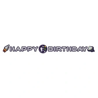 Image de Guirlande de lettres Happy Birthday Espace, &amp; Cosmos 192x12cm par unité