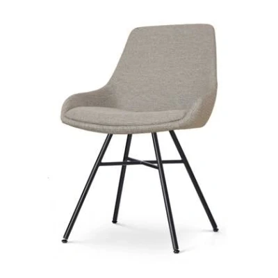 Afbeelding van Nolon Noa Isa Eetkamerstoel Warm Grijs Stof Zwart Onderstel Design Scandinavisch Comfortabel