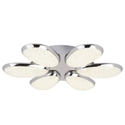 Afbeelding van Lori plafondlamp 6 lamps, 52 cm, chroom/rozet, glas