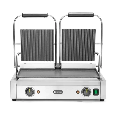 Afbeelding van Hendi Contactgrill dubbele versie, RVS, 37(b)x57(d)x21(h)cm, 263808