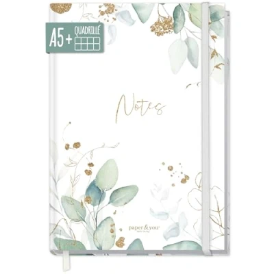 Afbeelding van Trendstuff by Häfft notitieboek, A5+, geruit met elastiek, bladgoud, 156 pagina&#039;s, 78 vellen, als bullet journal, dagboek, duurzaam en klimaatneutraal