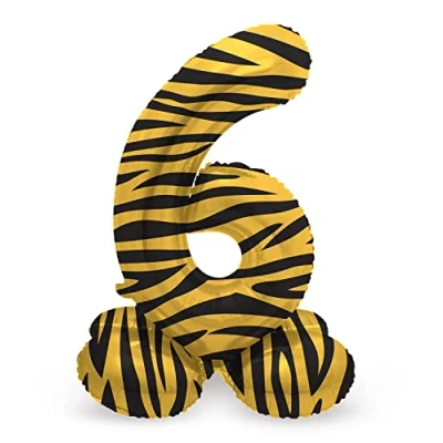 Afbeelding van Folat Staande folieballon Cijfer 6 Tiger Chic 72 cm
